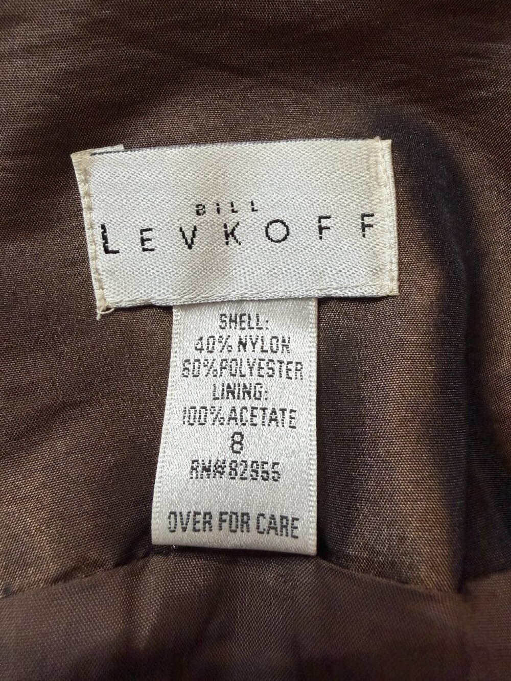 Bill Levkoff Metallic Bronze Brown Cocktail Dress Side Sash V-Neck Size 8 - Picture 2 of 8